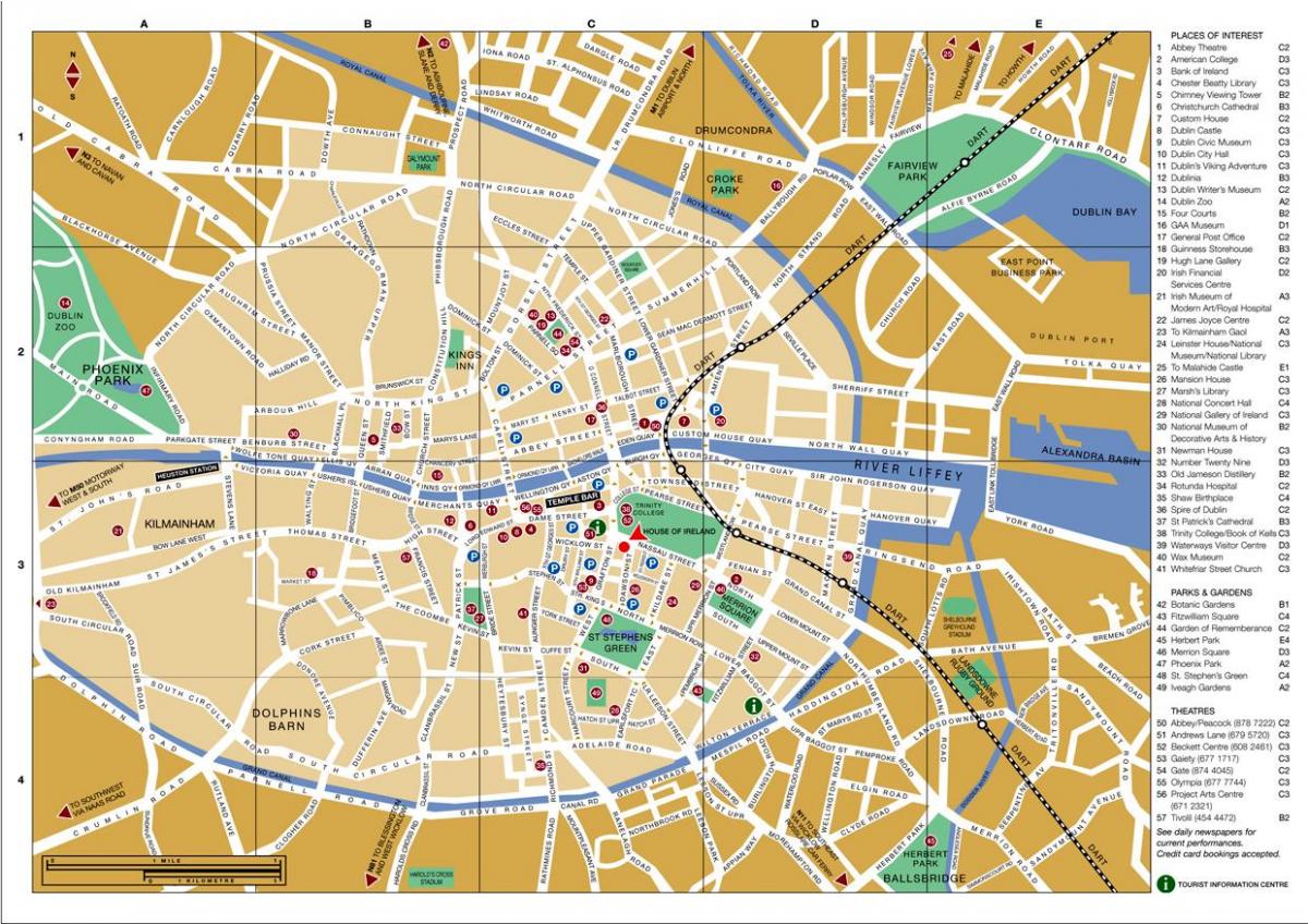 mappa centro città di Dublino