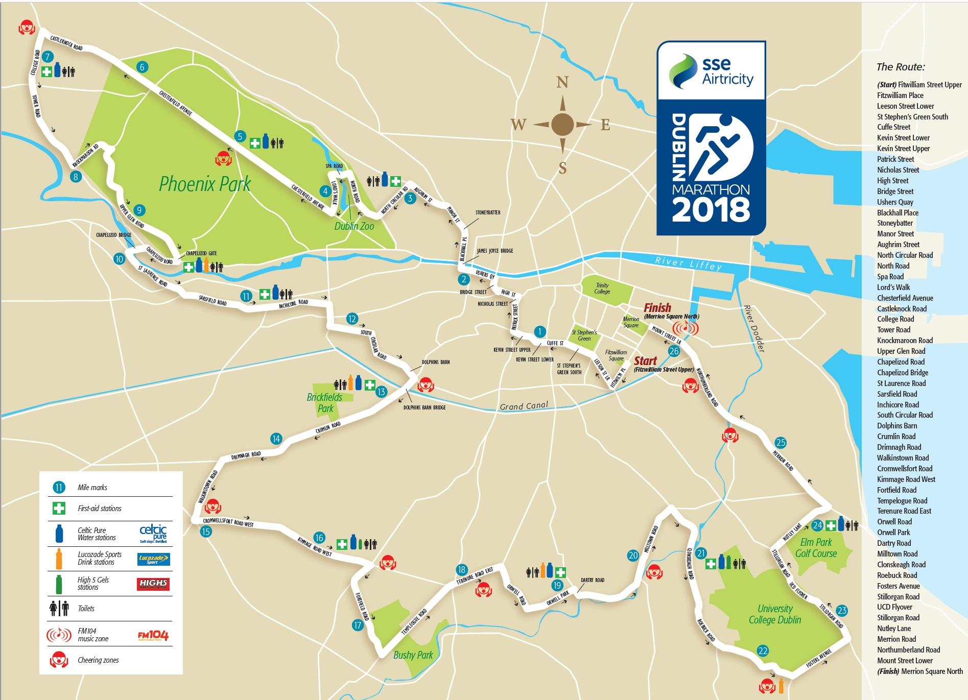 Dublin marathon mappa maratona di Dublino mappa del percorso (Irlanda)