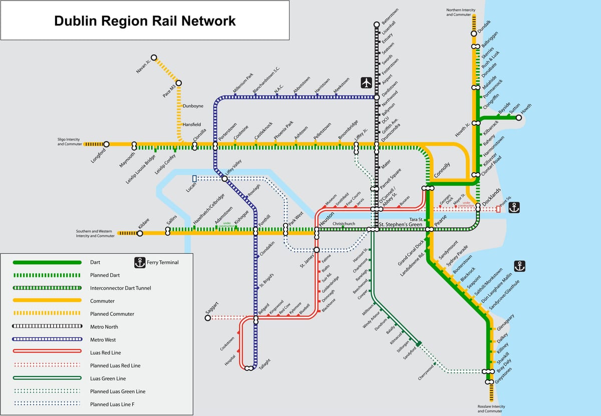 mappa di DART linea di Dublino