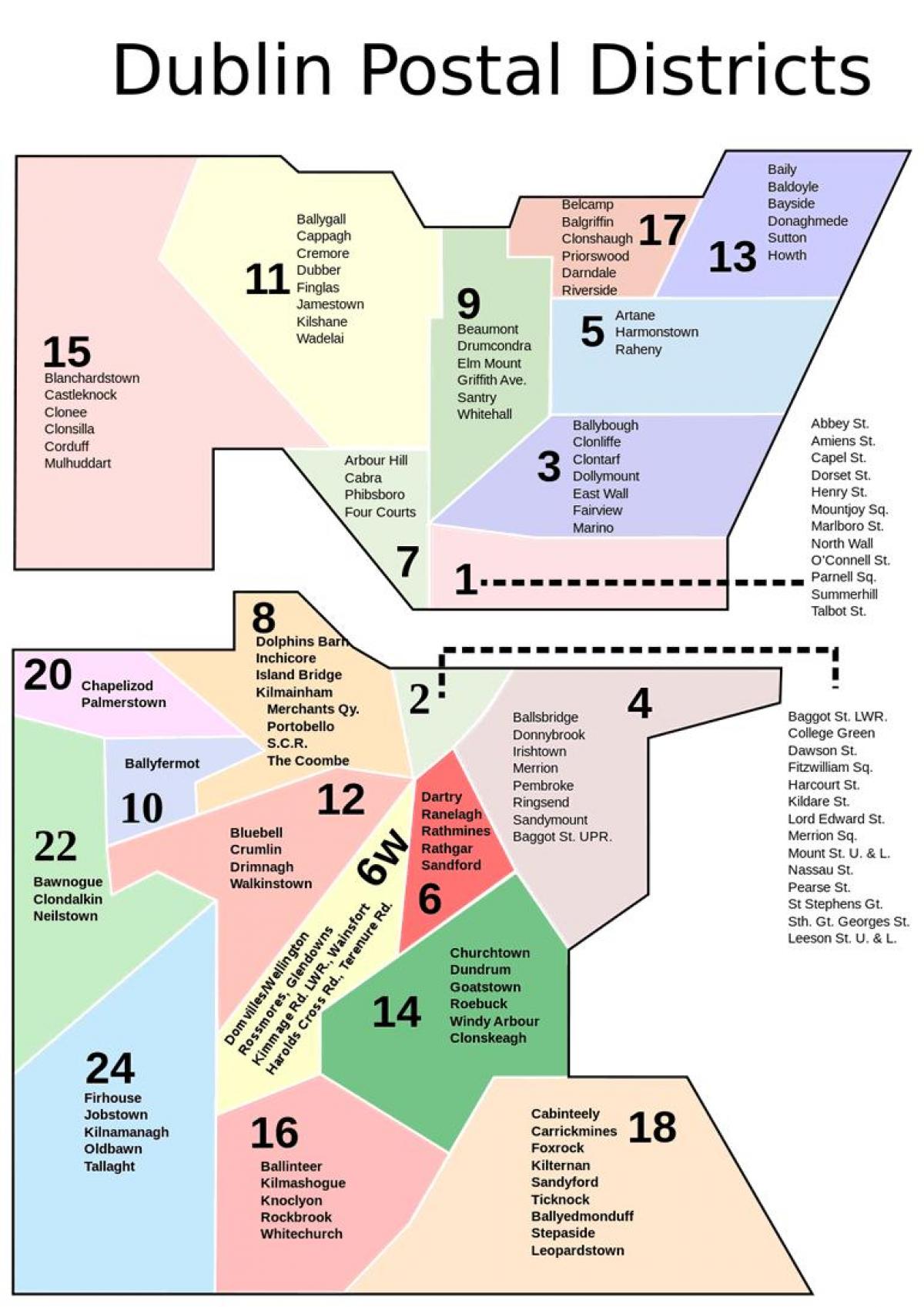 Dublino mappa distretti