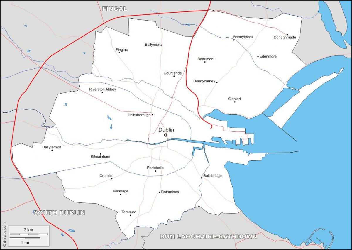 mappa di Dublino quartieri