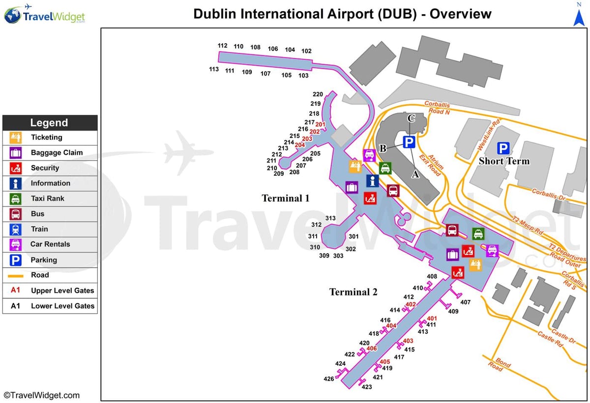 mappa dell'aeroporto di Dublino