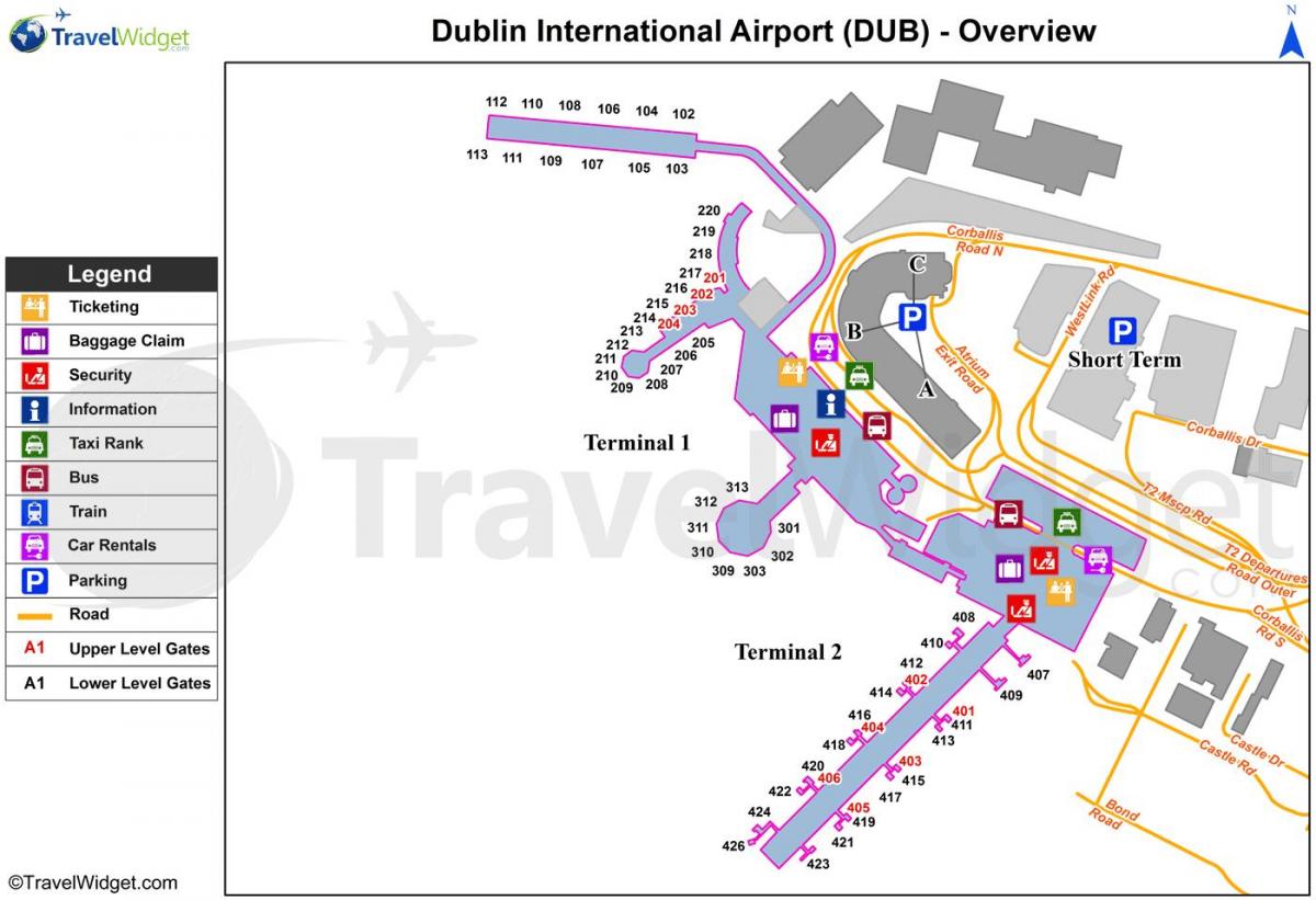 mappa dell'aeroporto di Dublino
