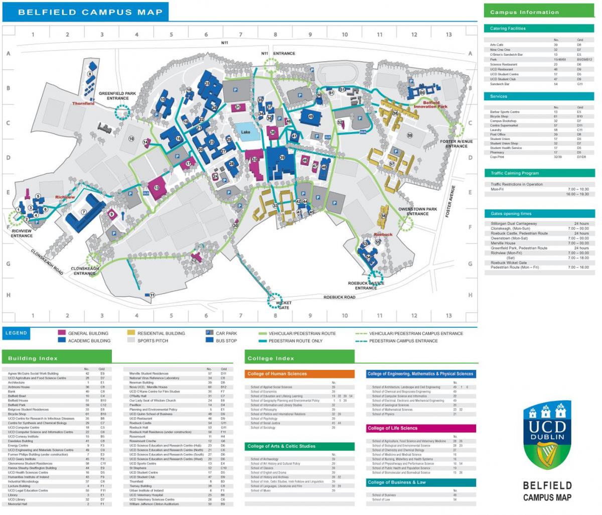 UCD di Dublino la mappa